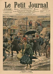 Inverno a Parigi, camminando nel fango, illustrazione da 